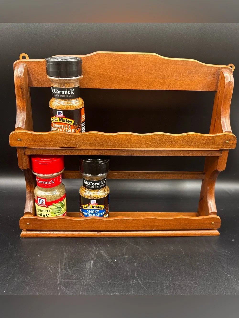 Vintage Wood Wall Spice Rack Cottage Kitchen Storage Shelf Organizer Japan